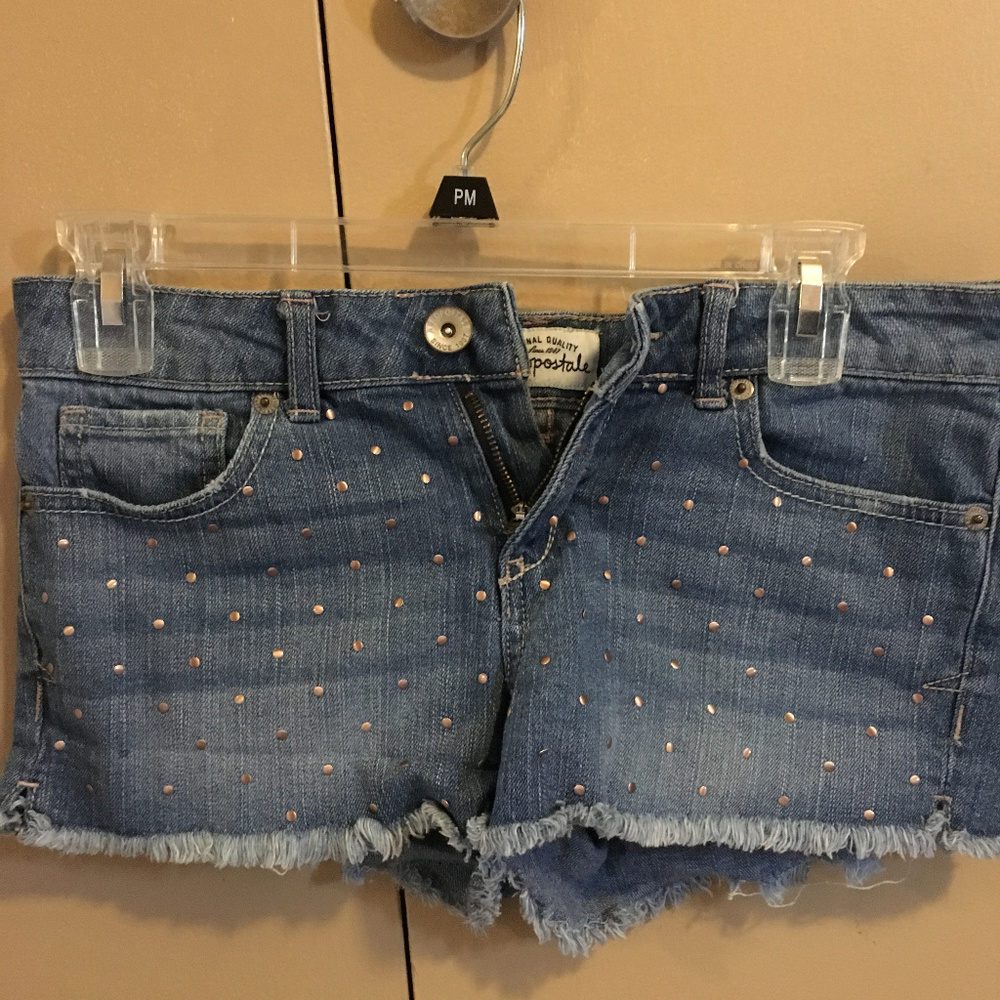Aeropstale Metallic Polkadot Jean Shorts